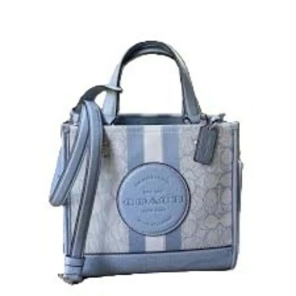 Coach Light Blue and White Signature Crossbody Tote
